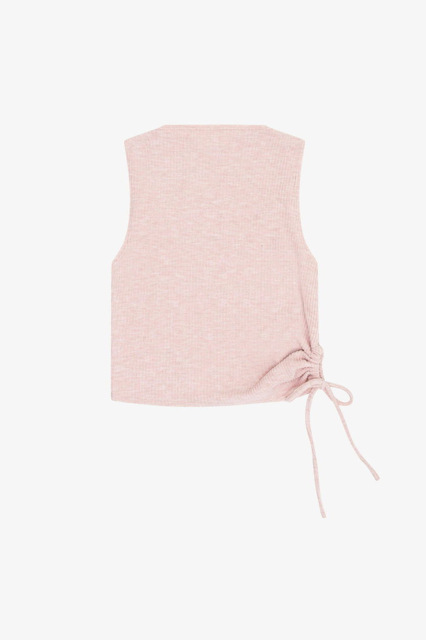 Tenly Hacci Rib  Drawstring Muscle Tank