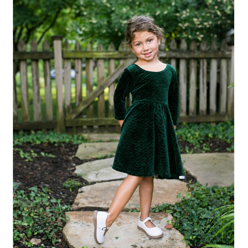 Holiday Twirly Dress in Emerald Bodre