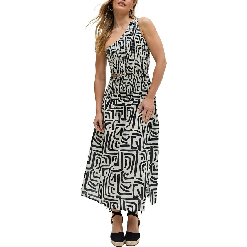 Jazz Jersey One Shoulder Warhol Print Midi Dress