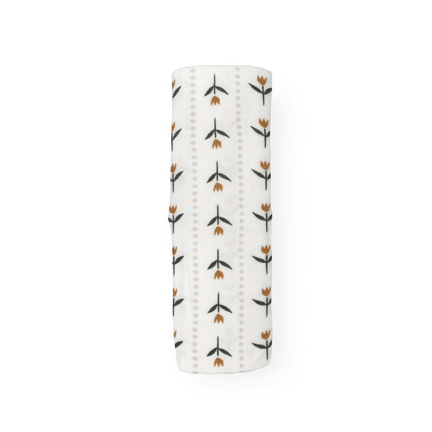 Stretch Knit Swaddle Blanket - Tulip Stripe