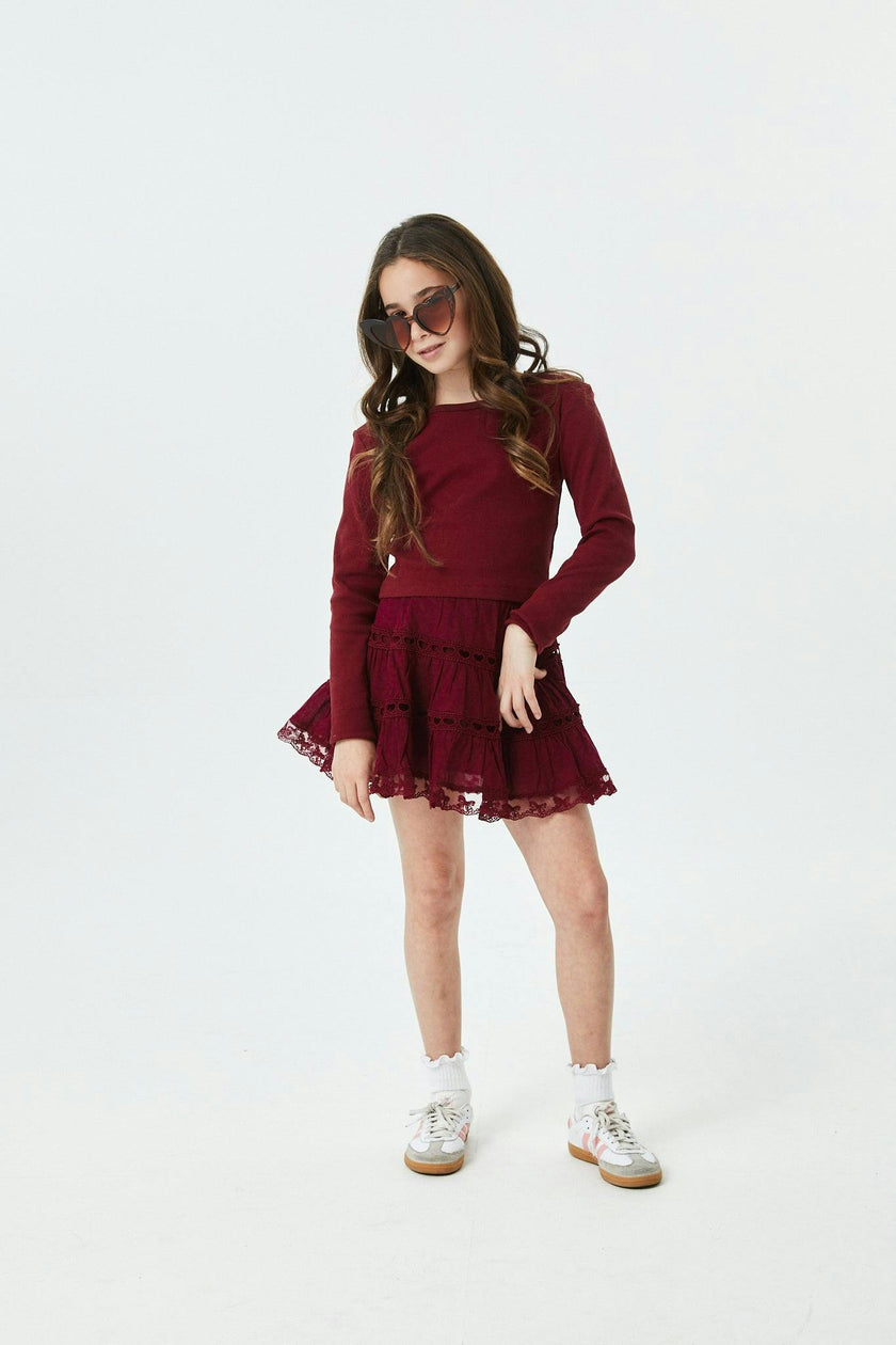 Bea Merlot Ribbed Long Sleeve