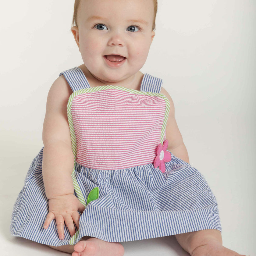 Seersucker Romper With Flower