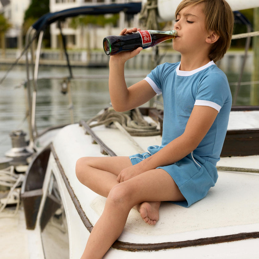 boys cerulean blue ultra-soft twill shorts