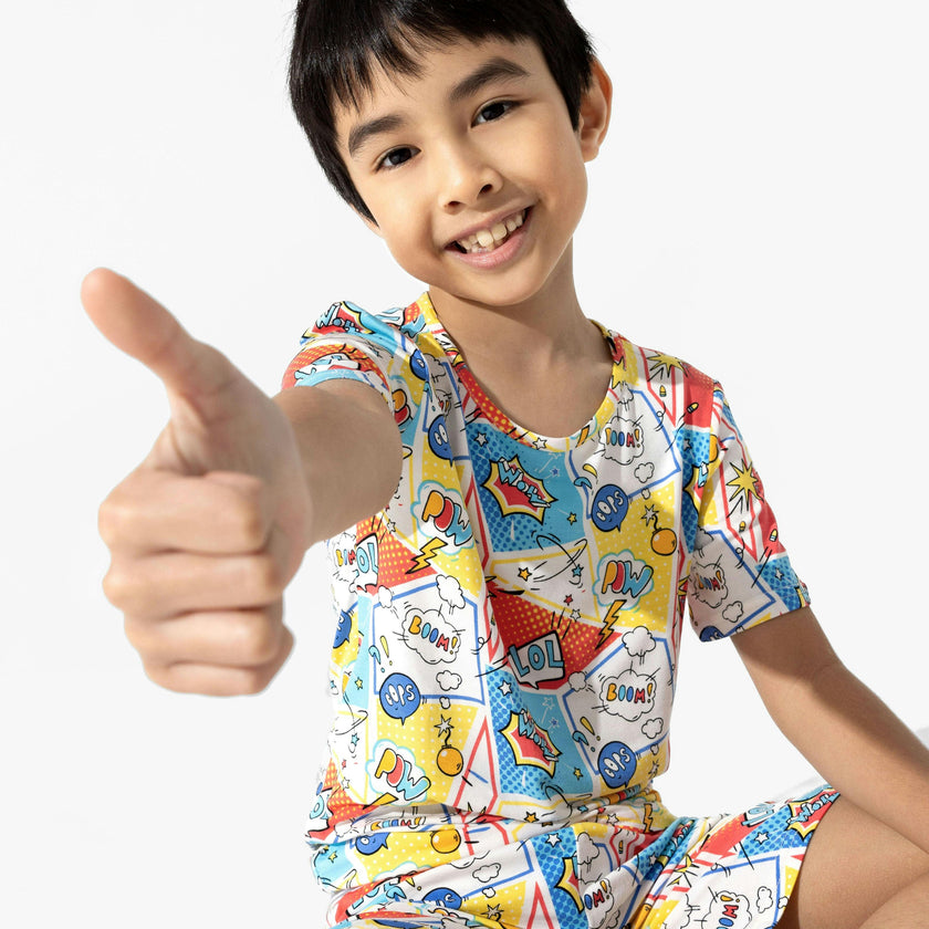 Comic Hero Bamboo Kids Pajama Short Set