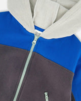 Color Blocked Zip Front Fleece Hoodie