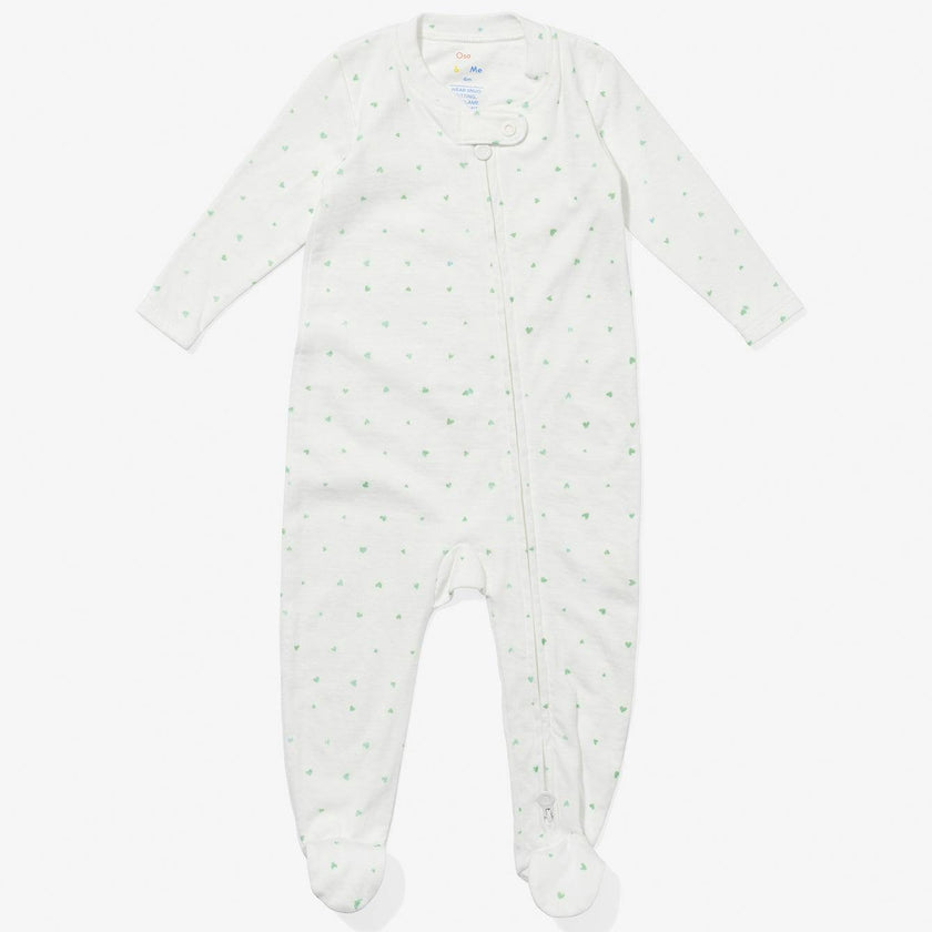 Marley Zip Pajama, Seafoam Hearts