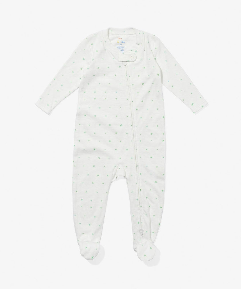 Marley Zip Pajama, Seafoam Hearts