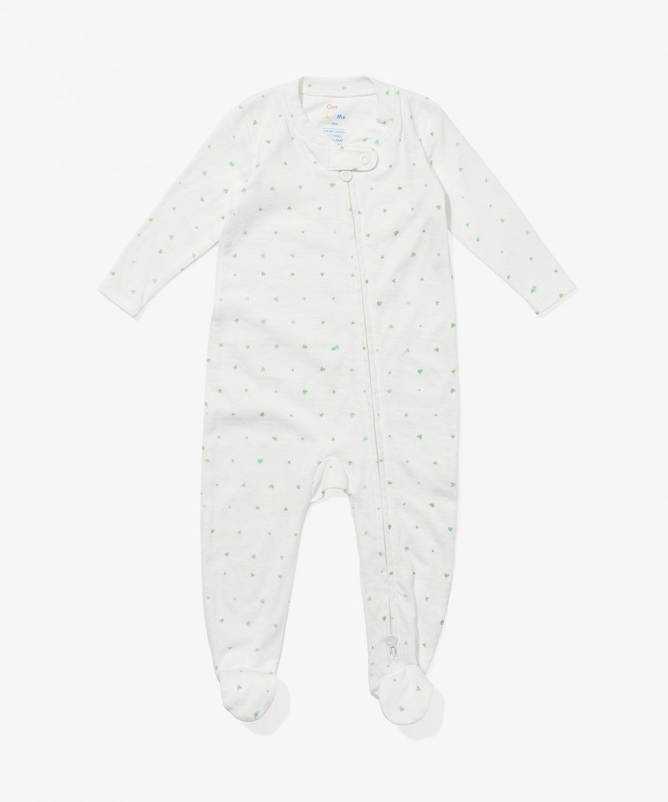 Marley Zip Pajama, Seafoam Hearts