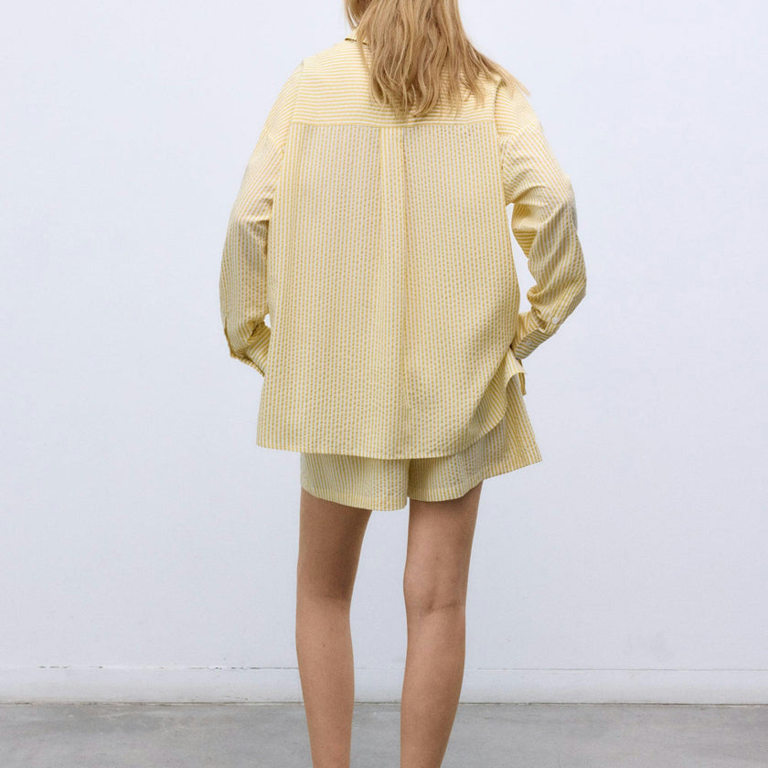Alheli Woman Short Mimosa Yellow Stripes