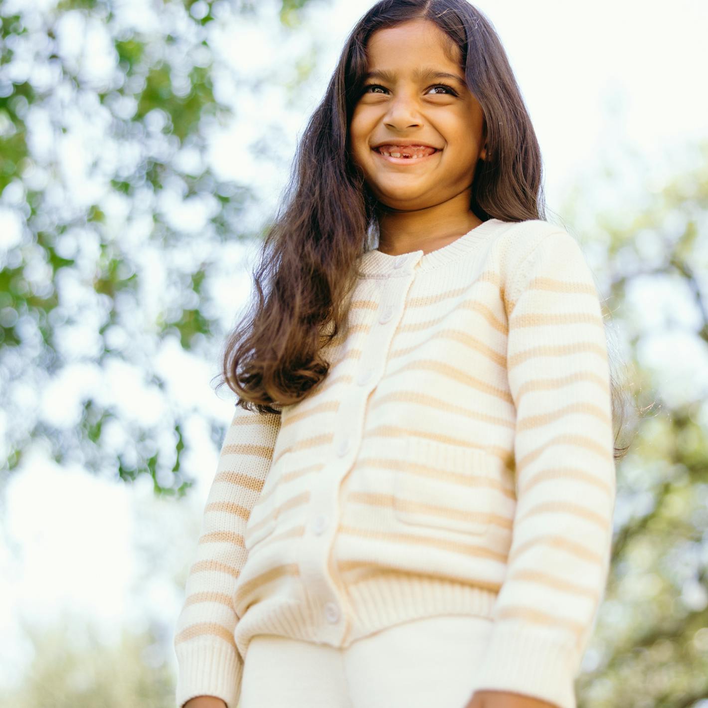 unisex cream and tan stripe knit cardigan
