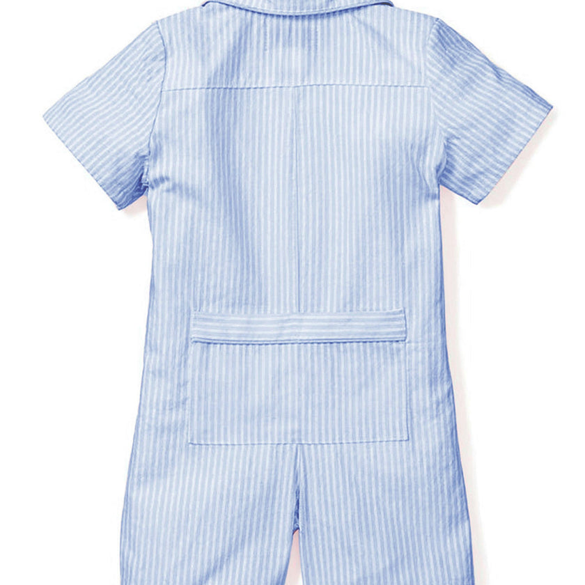 Baby's Twill Summer Romper in French Blue Heritage Stripe