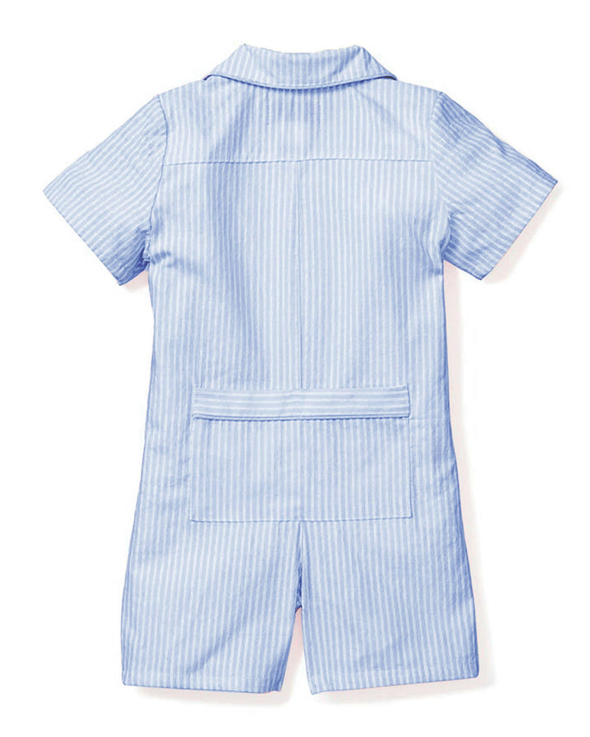 Baby's Twill Summer Romper in French Blue Heritage Stripe