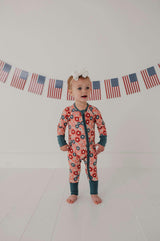 Baby Girl Long Sleeve Zip Romper in Zoey Daisy