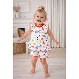 vitamin c coral ruffle short set