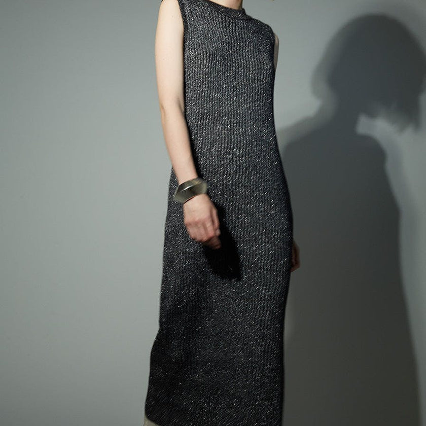Women's Isla Lurex Wavy Rib Knit Long Tank Sweater Dress