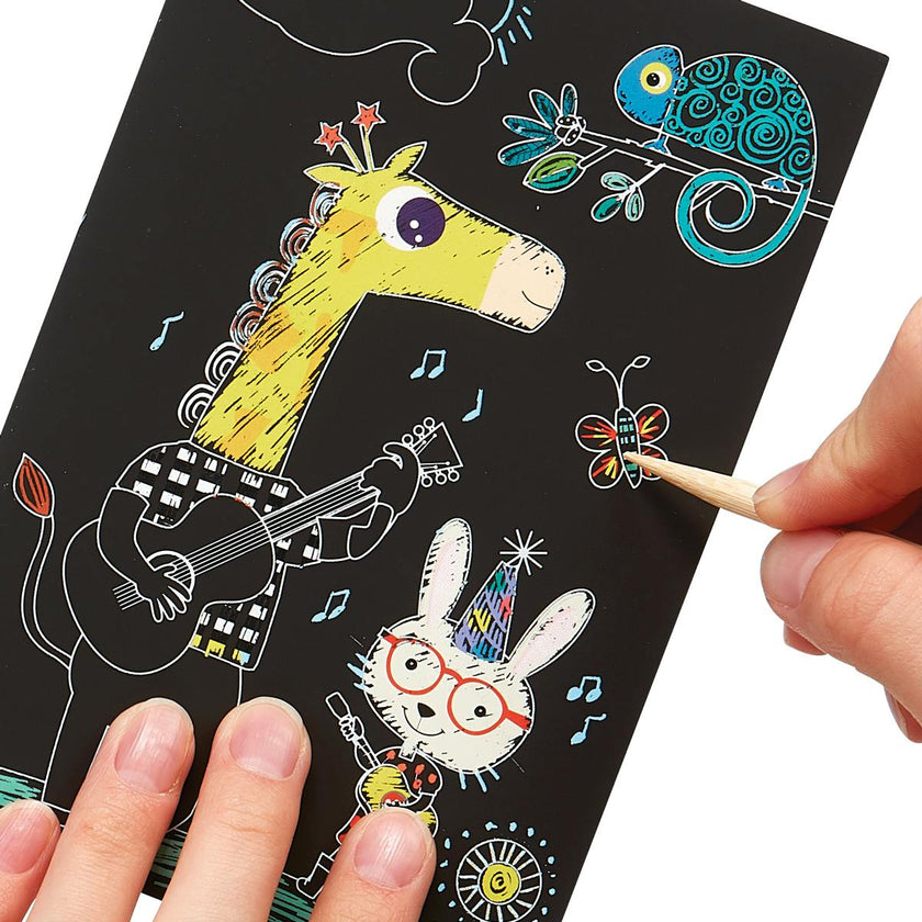 Scratch and Scribble Mini Scratch Art Kit - Safari Party - 6 Cards