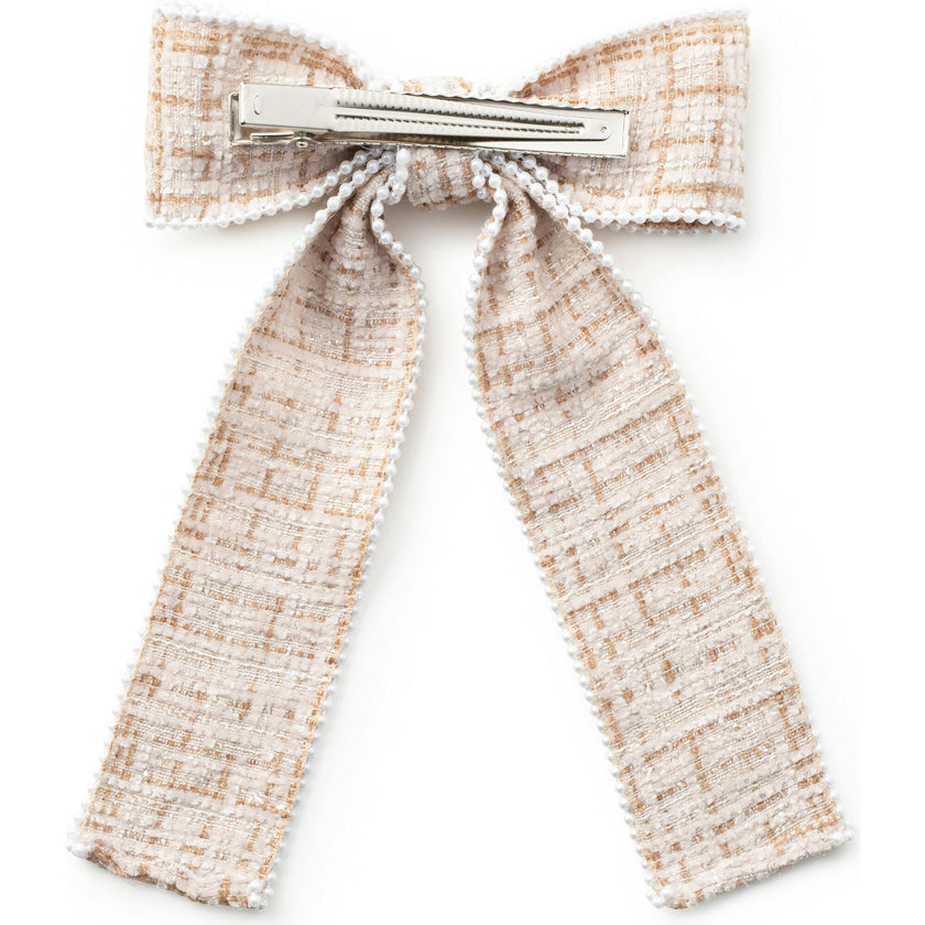 Estella Tweed Pearl Trimmed Long Tail Clip