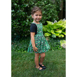 Pinafore Print Elastic Waist Full Skirt Dress