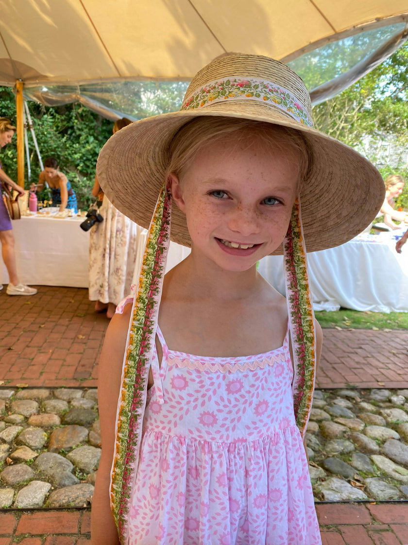Palmetto Girl’s Hat - Vintage Floral Ribbon
