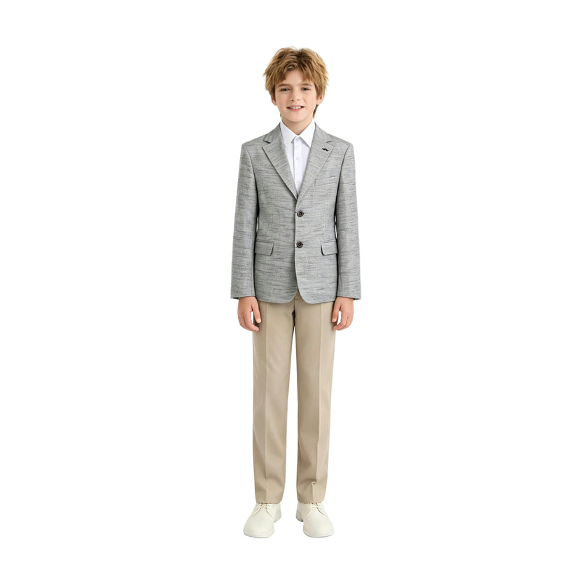Beige Oscar Textured Blazer Suit Set with Shirt
