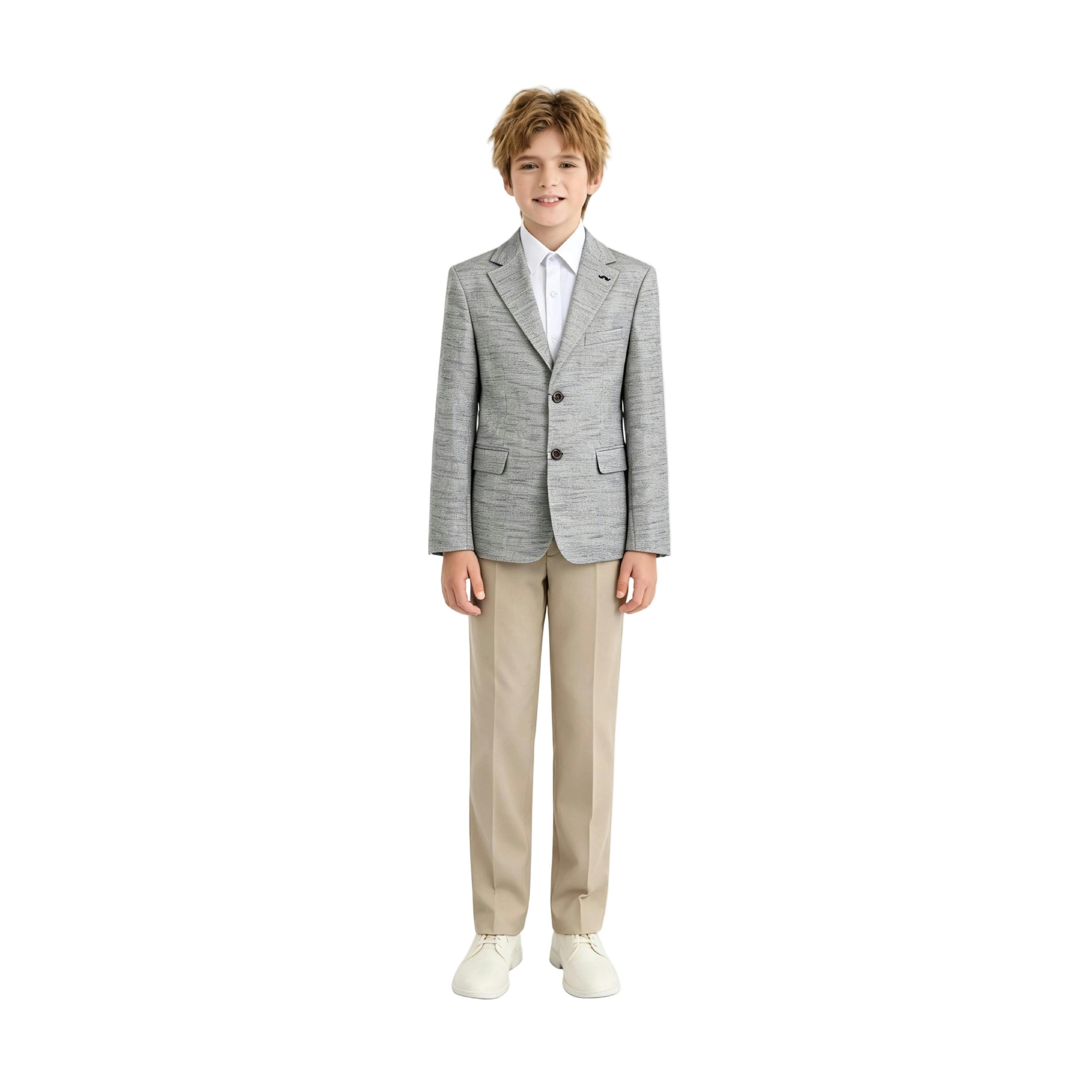 Beige Oscar Textured Blazer Suit Set with Shirt