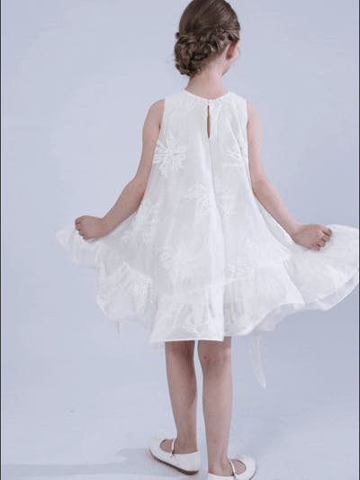 White Marcelline Ruffle Hem Dress
