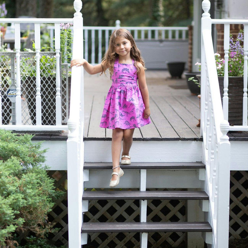 Tie Back Dress in Dino
