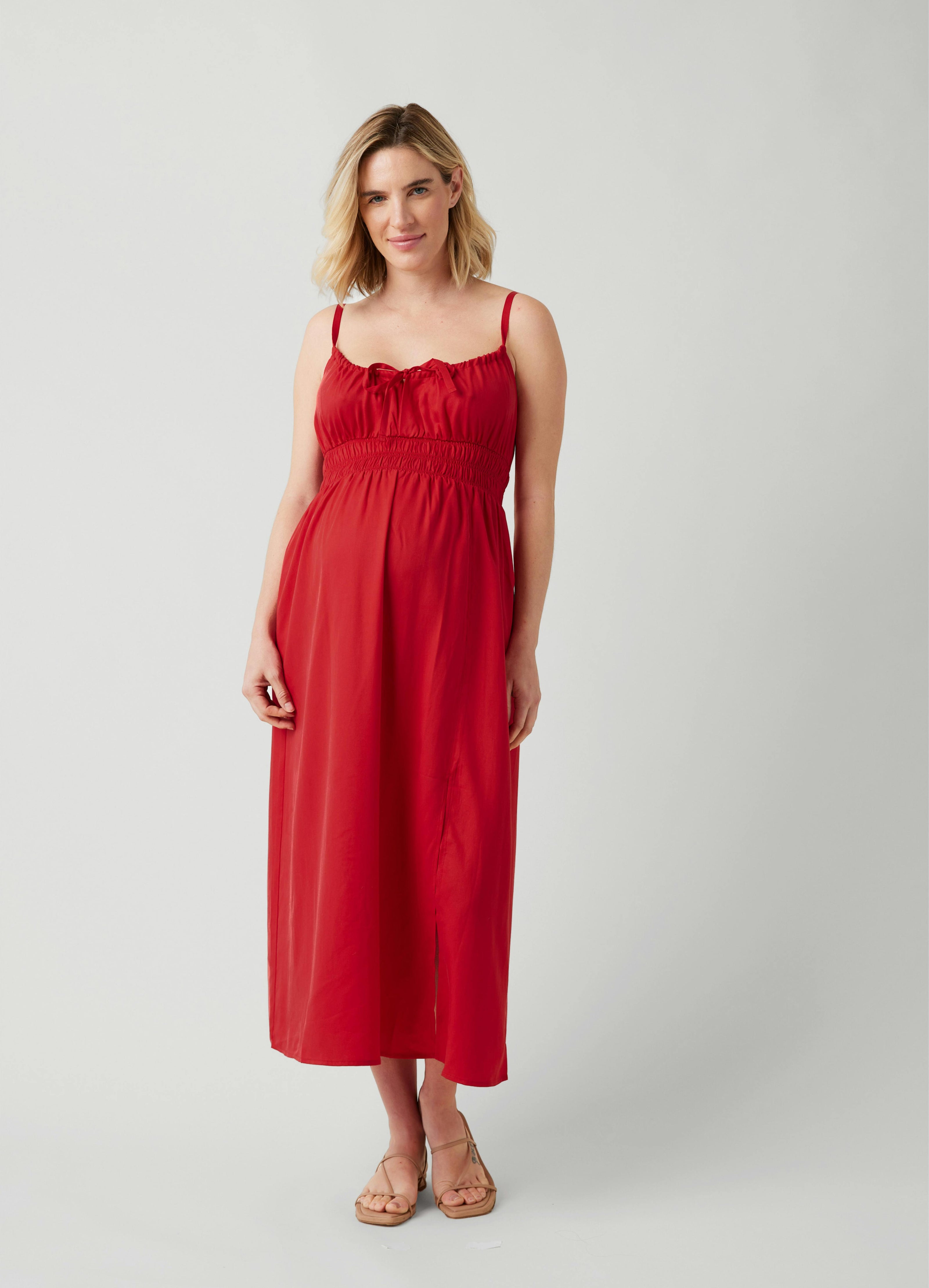 Sleeveless Lyocell Maternity Nursing Midi Dress