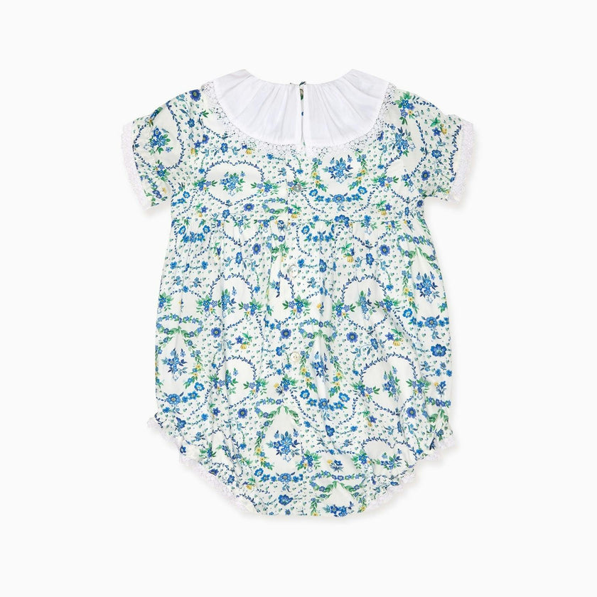 Nicky Hilton x La Coqueta Blue Bow Floral Lily-Grace Baby Girl Romper