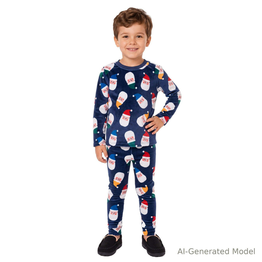 Boys (2-4) Velour Pajama Set | Santa Squad - Navy
