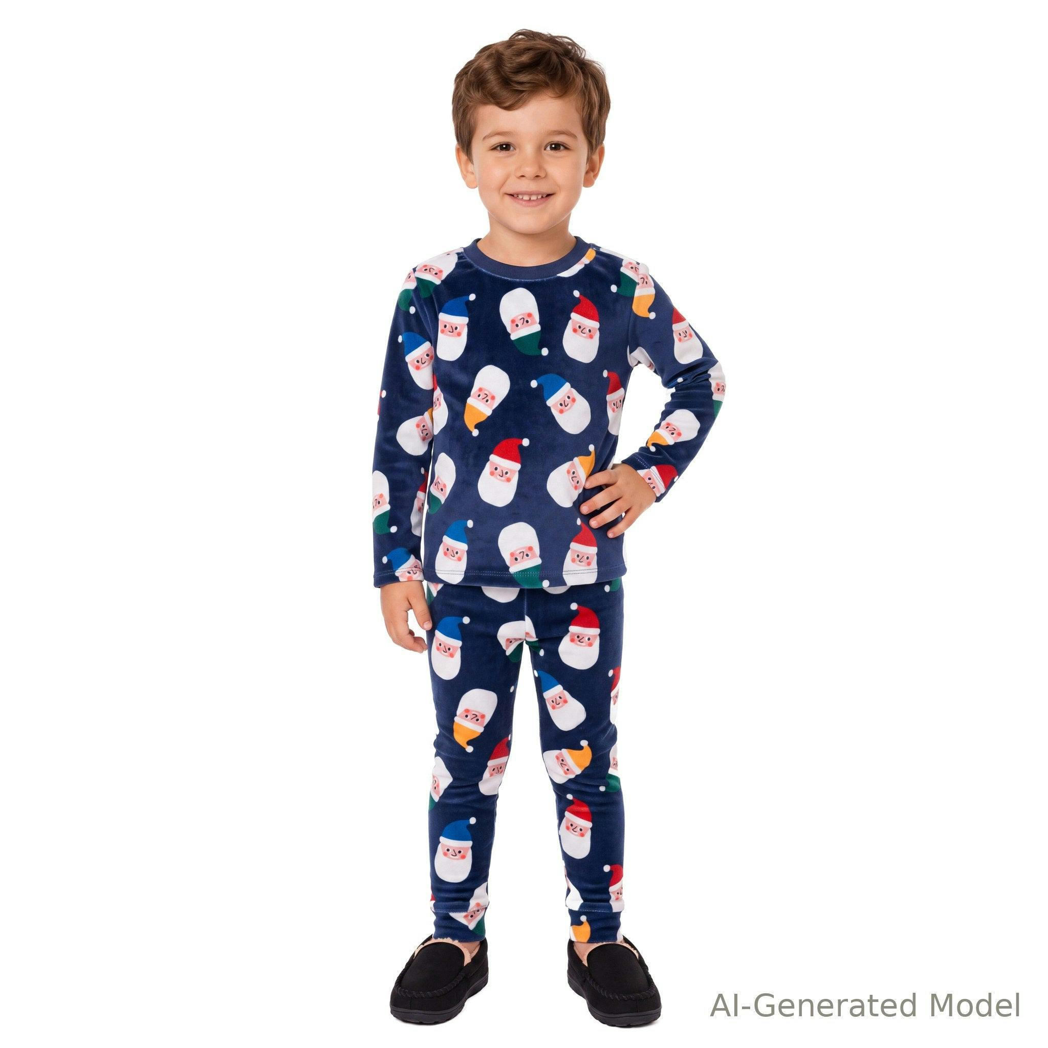 Boys (2-4) Velour Pajama Set | Santa Squad - Navy