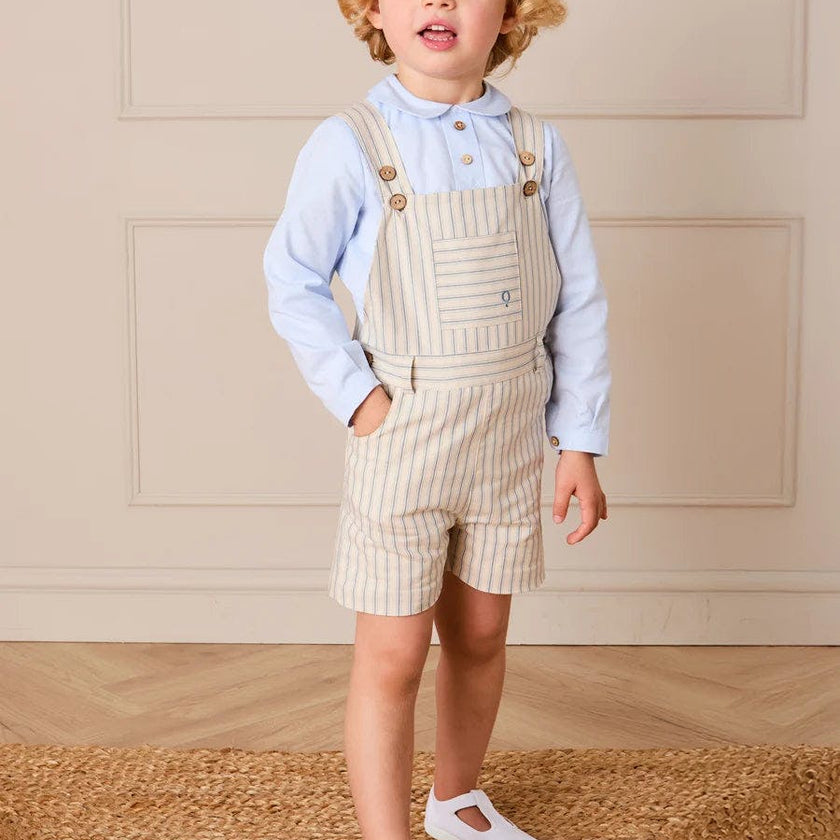 Percy Stripe Insignia Pocket Detail Dungarees in Blue (18mths-4yrs)