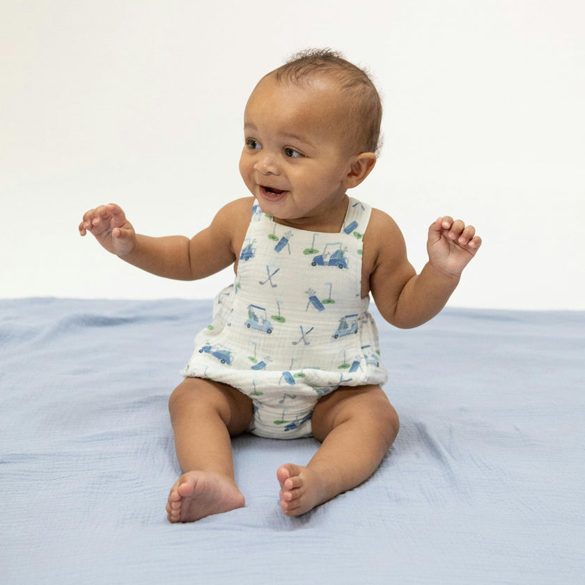 Baby Golf Carts Blue - Retro Sunsuit