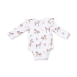 I Love Horses - Ruffle Sleeve Bodysuit with Snap Shoulder