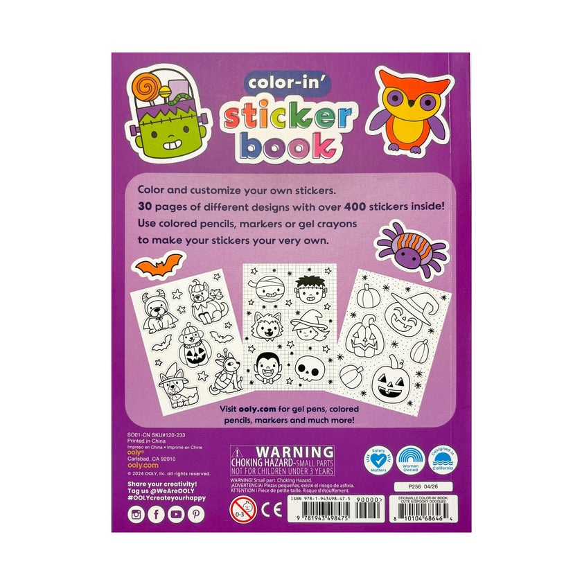 Stickiville Color-In' Sticker Book - Cute-N-Spooky Doodles - 400+ Stickers