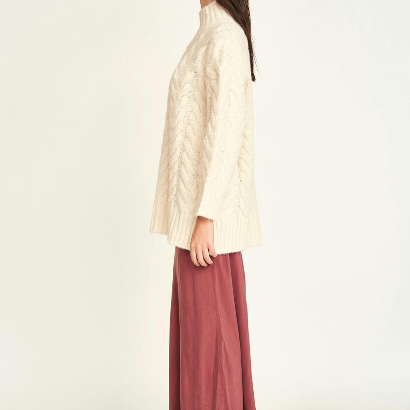 Salida Cable Turtleneck in Alabaster