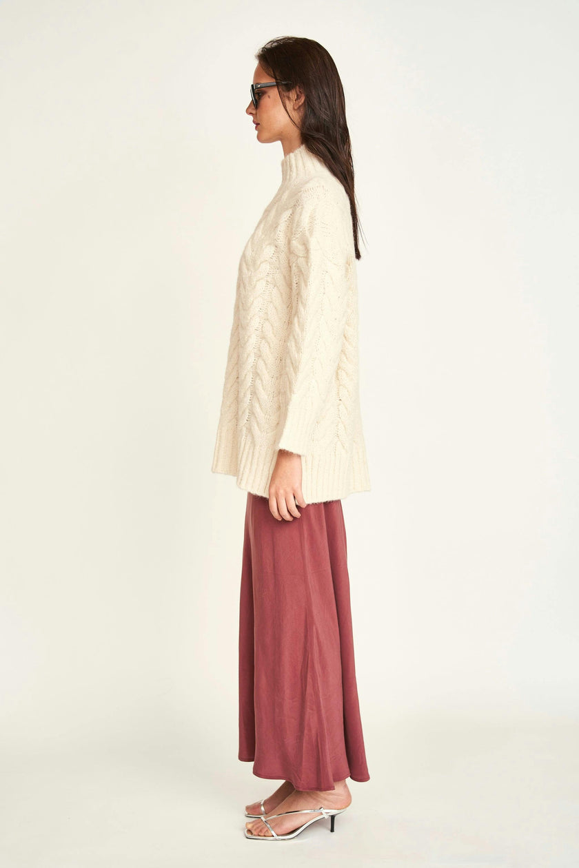 Salida Cable Turtleneck in Alabaster