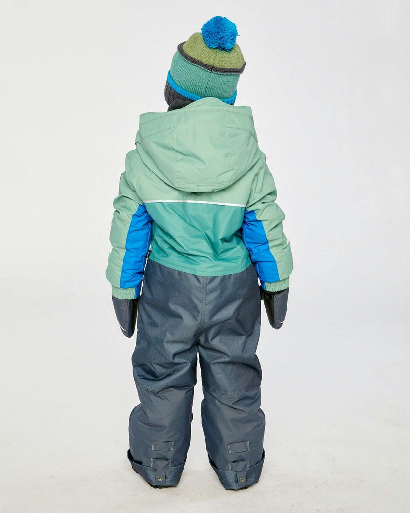 Kids One Piece Play Snowsuit Sage Green And Grey
