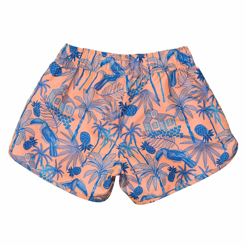 Girls Sustainable Flat Front Side Cut Drawstring Board Shorts