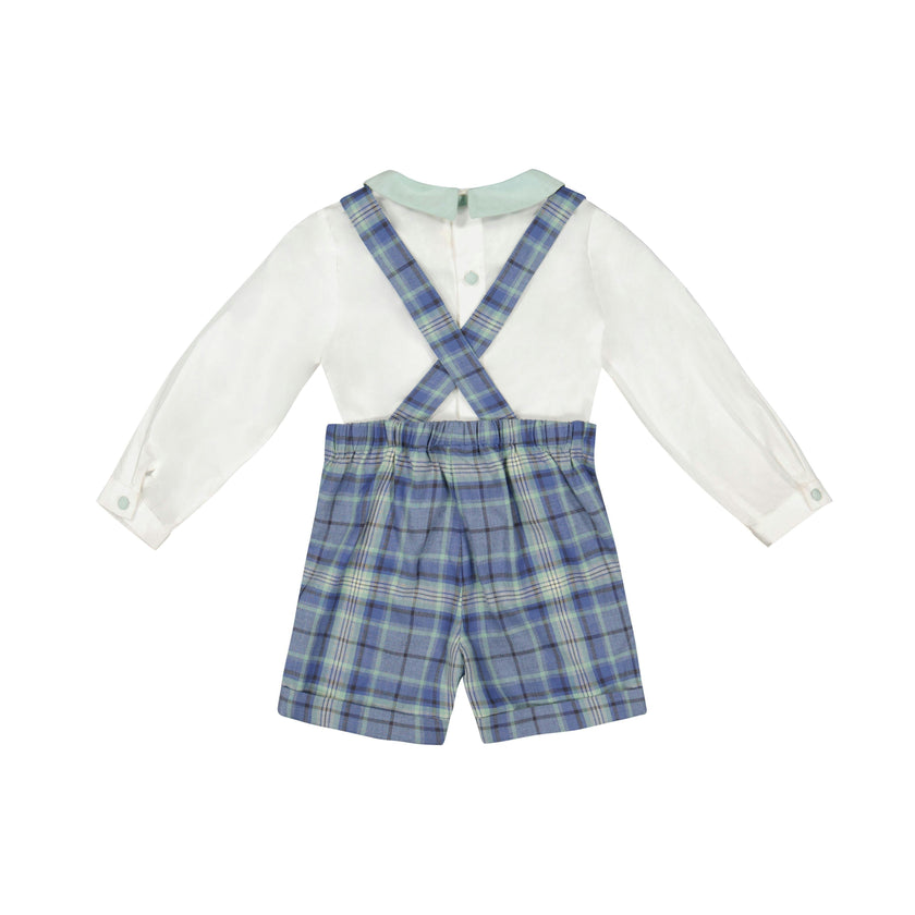 George Blue Tartan Overalls and Shirt