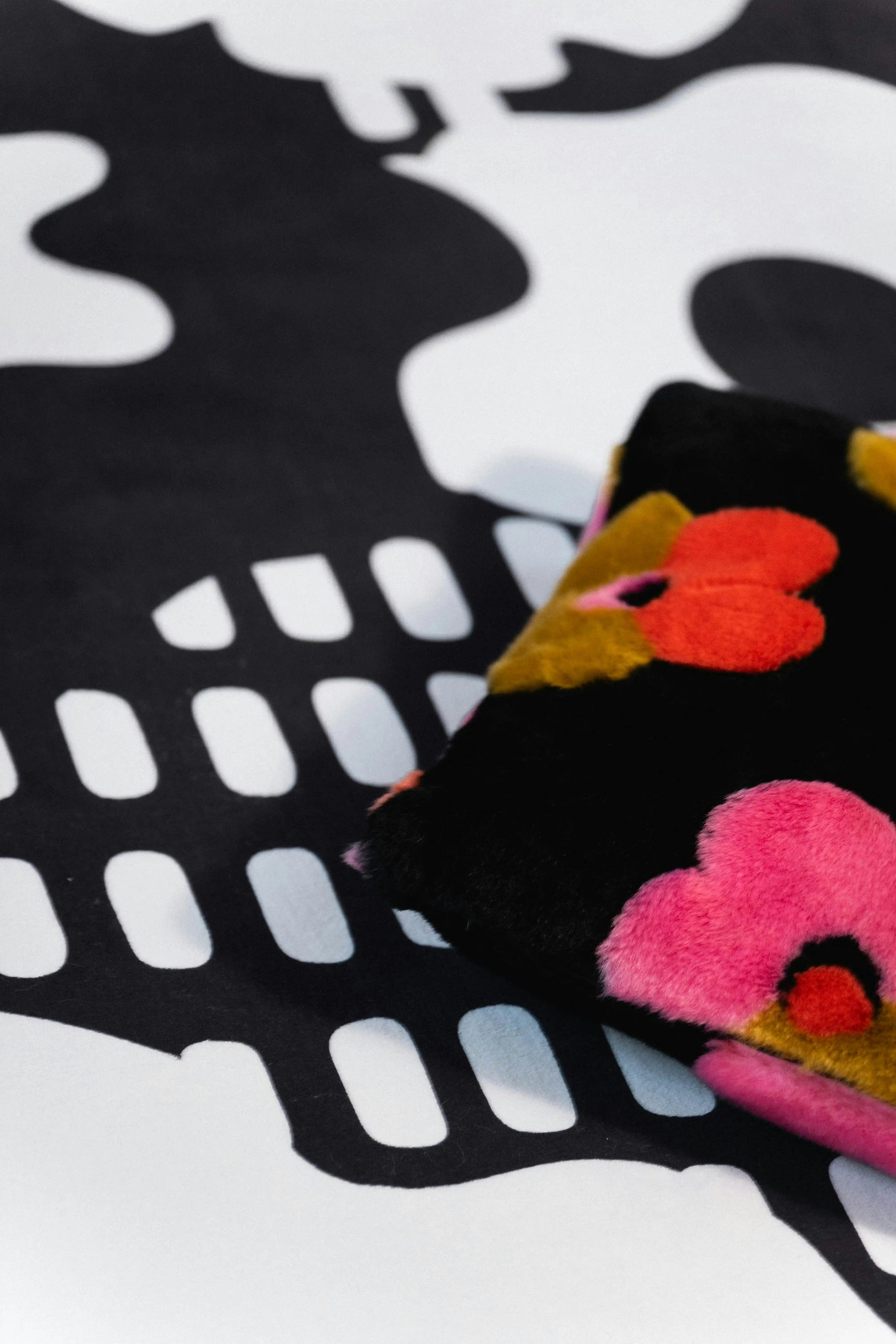 Black and White Abstract Floral Rug by Becca Franks