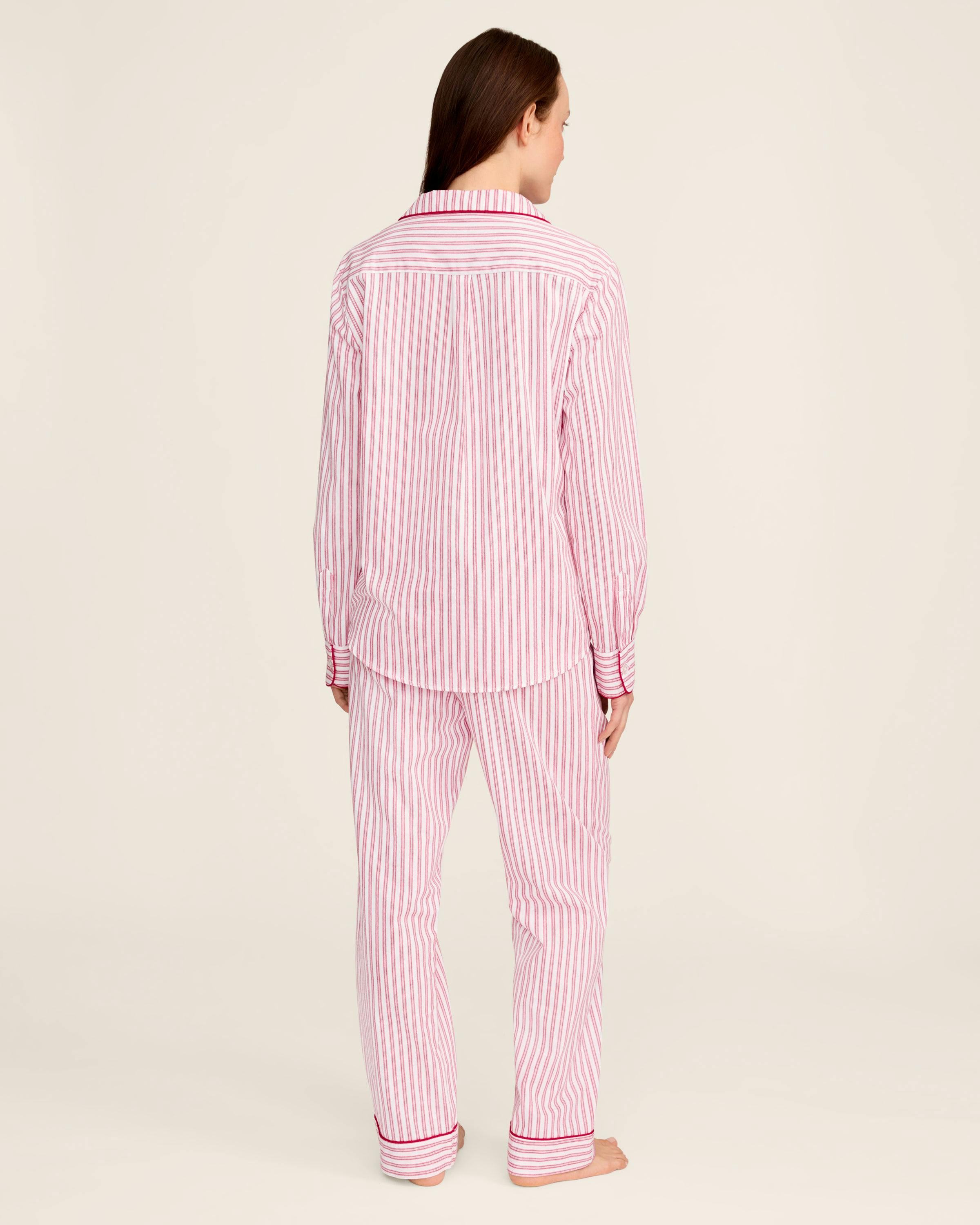 Women's Twill Pajama Set in Antique Red Ticking