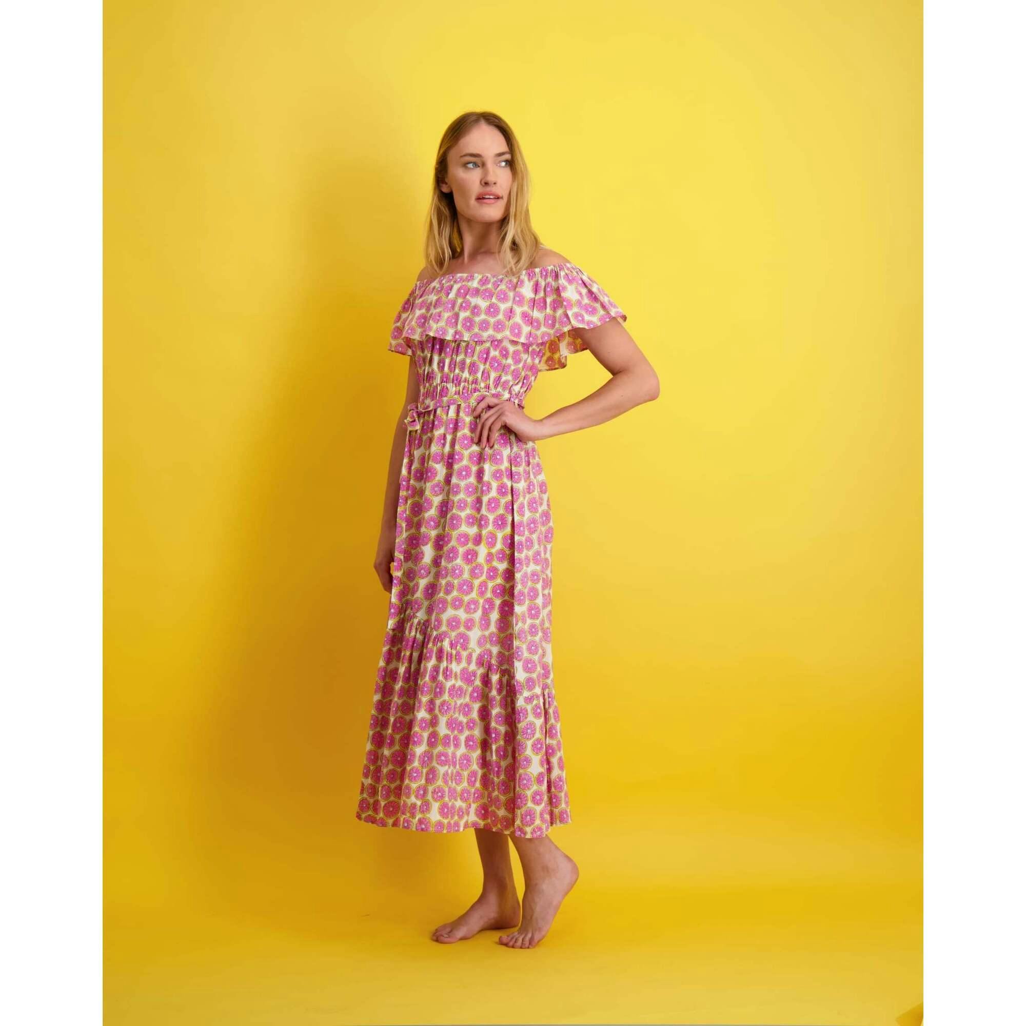 Benoite Off-Shoulder Citrus Maxi Dress