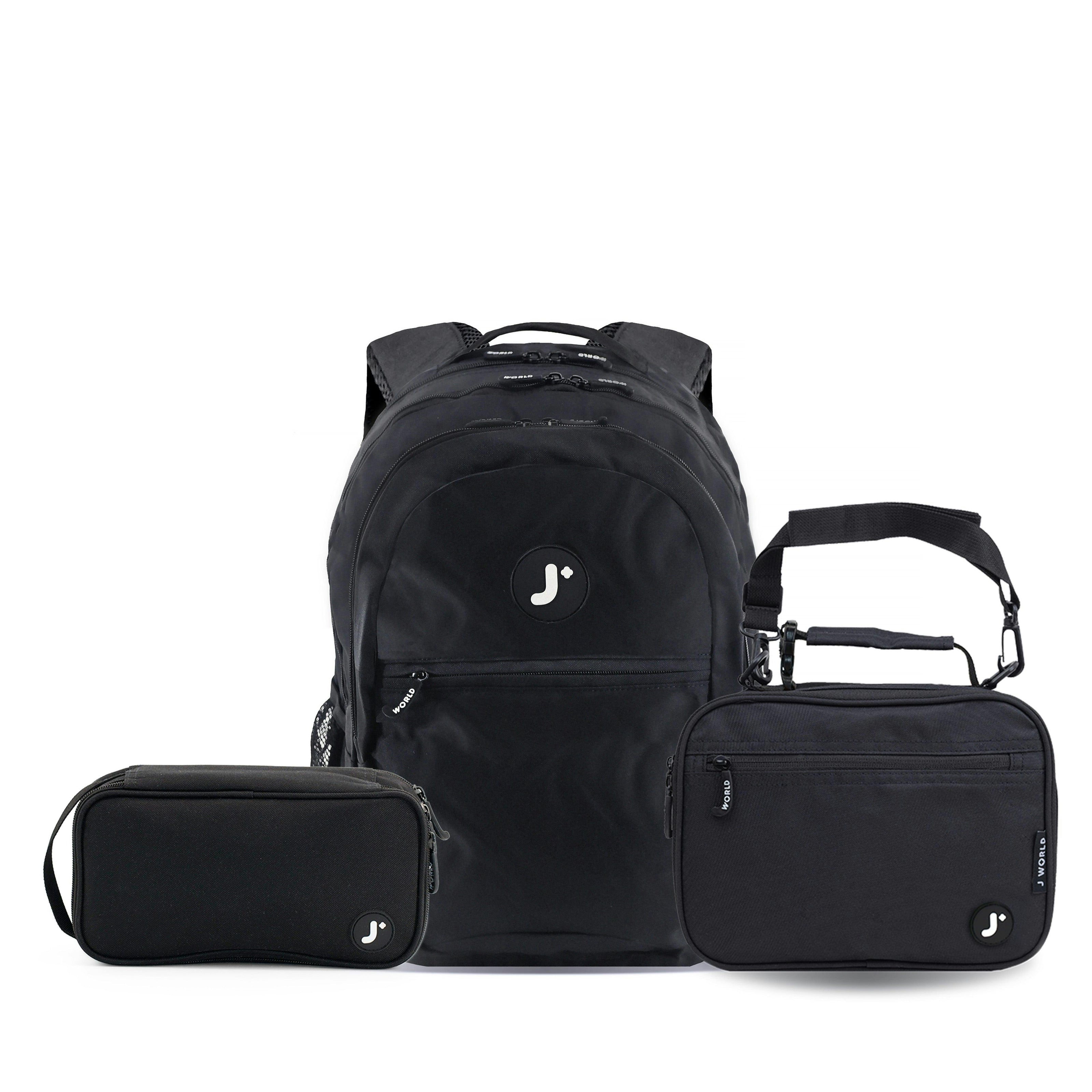 Cornelia Backpack with Lunch Bag and Pencil Case in Black