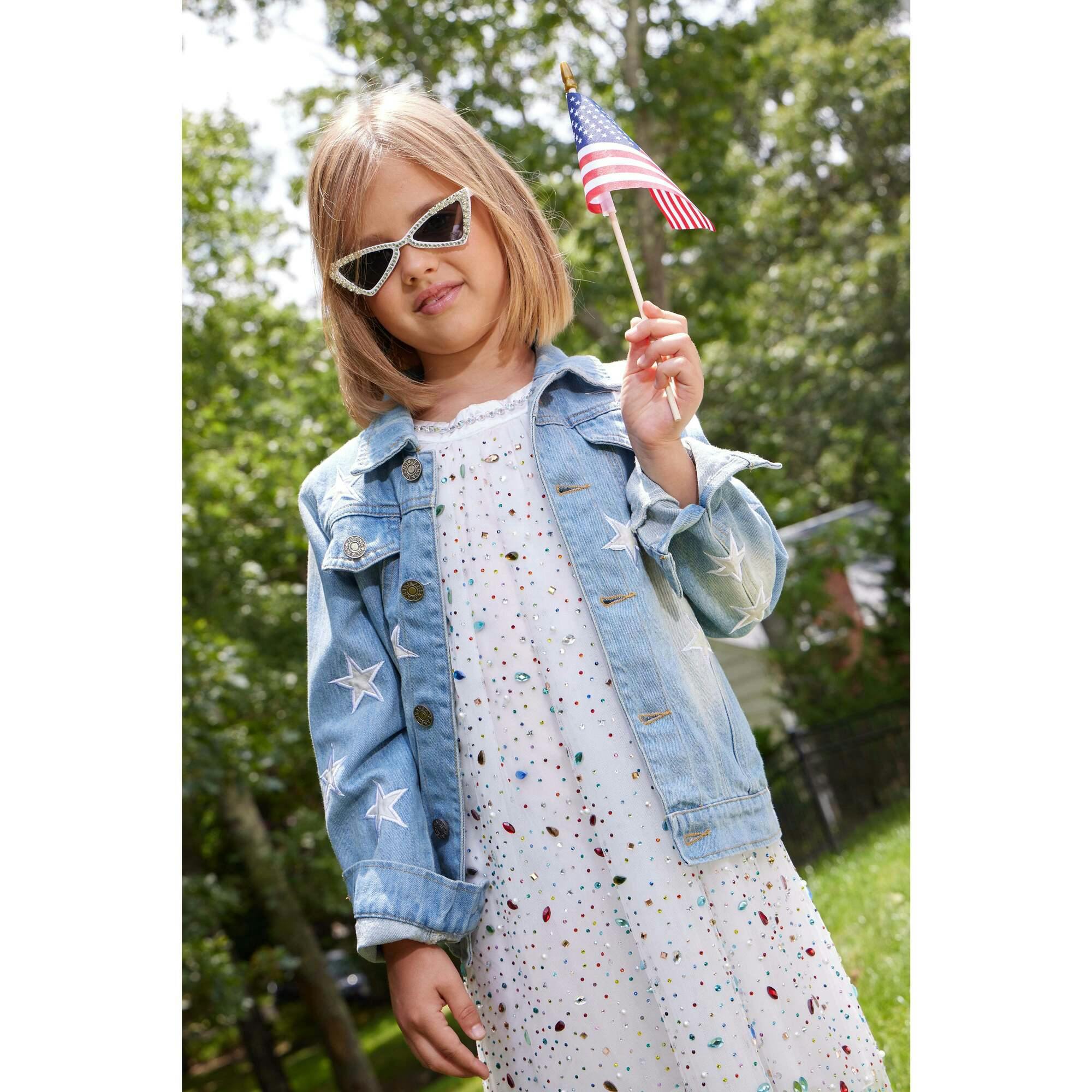Star Leather Patched Denim Jacket