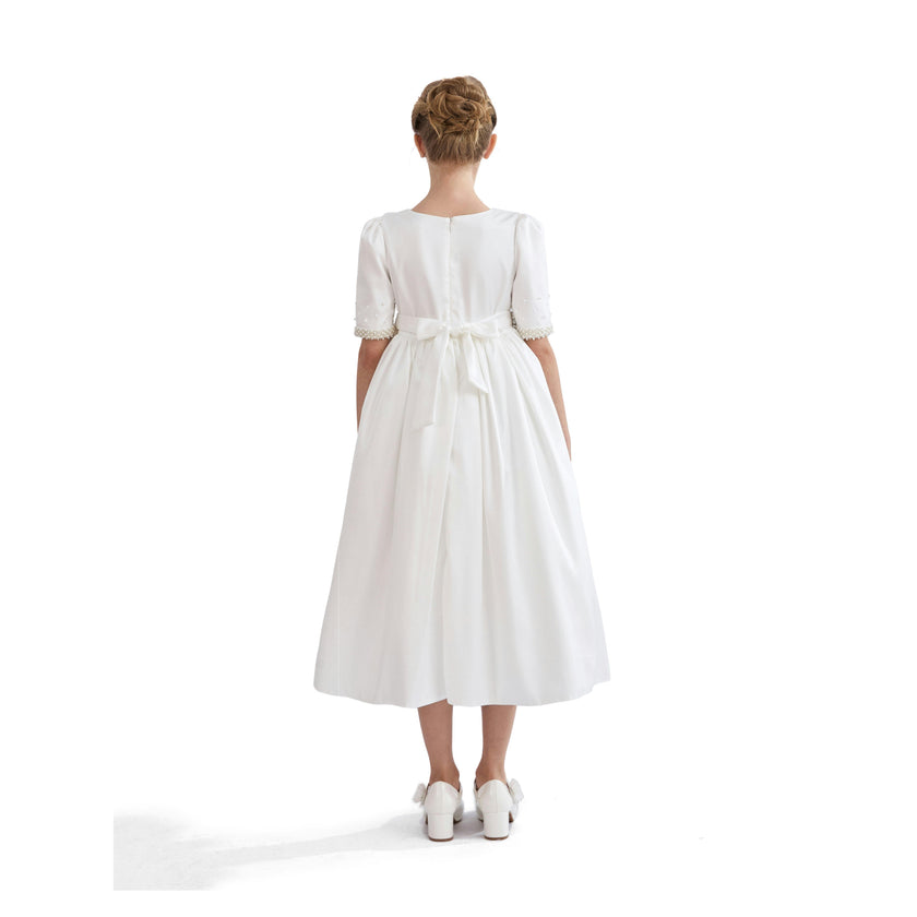 White Vasonette Pearl-Embellished Dress