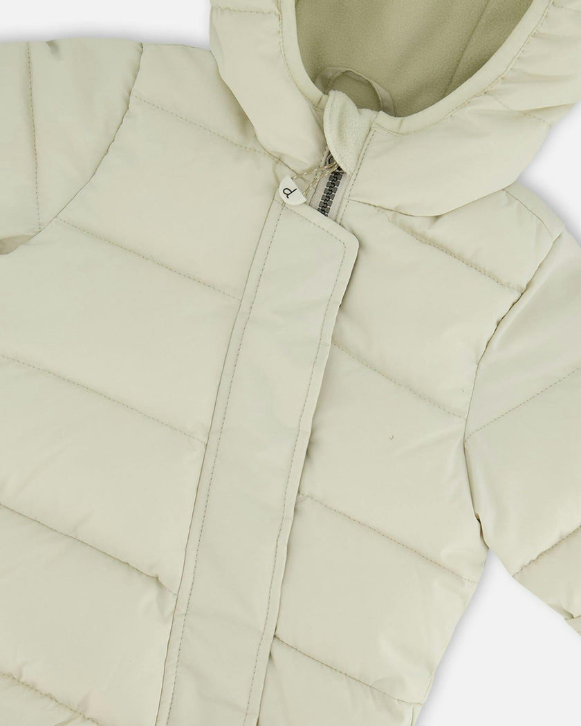 One-Piece Baby Cloud Compressible Snowsuit Designed for Car Seat Off-White