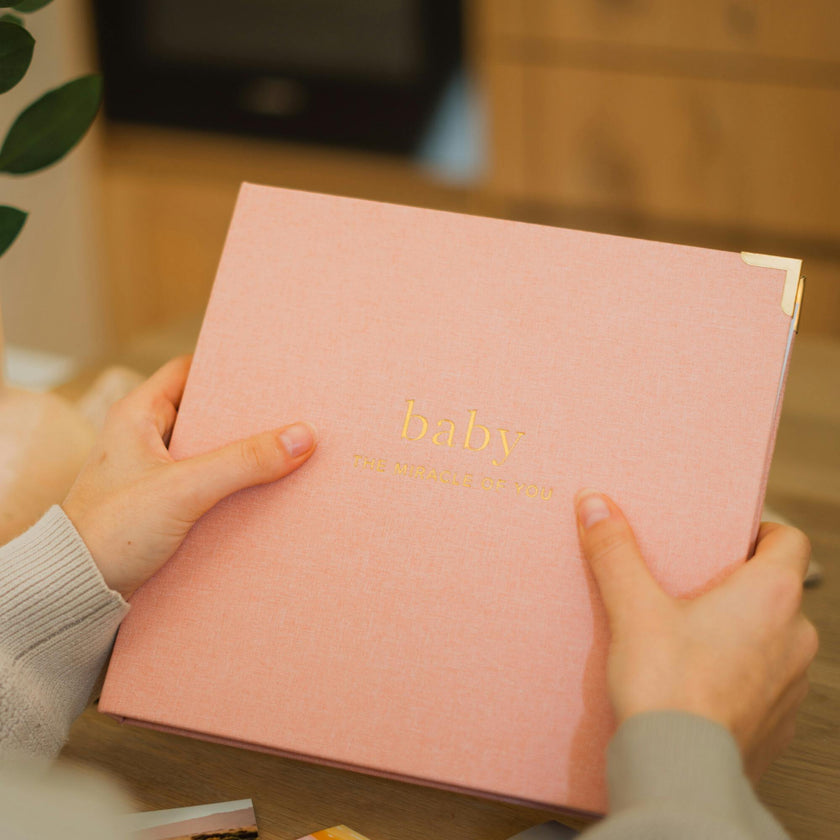 Keepsake Baby Memory Book for Boys and Girls - Timeless First 5 Year Baby Book - Linen Journal Scrapbook & Photo Album - Record Every Milestone Birth to Age 5