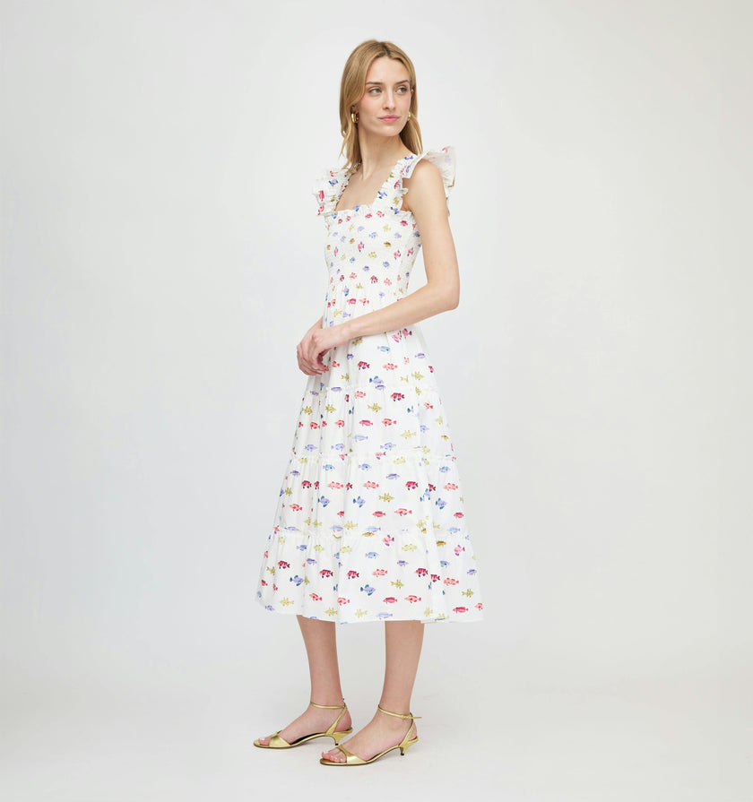 The Ellie Nap Dress - White Rainbow Fish