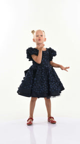 Navy Moneta Floral Bow Dress